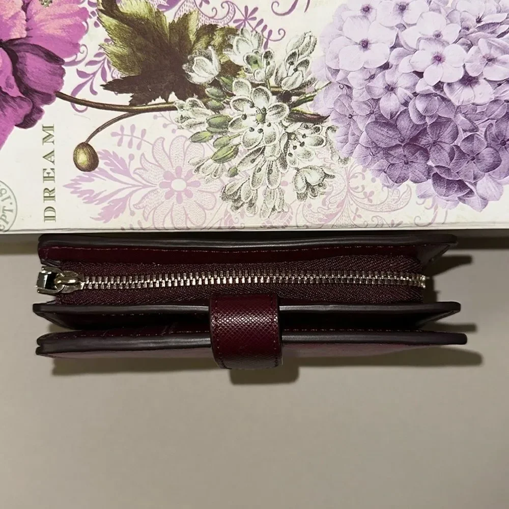 kate spade Fuchsia Pink Burgundy Two Tone Leather Madison Medium Bifold Wallet